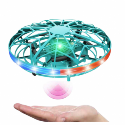 RC Hand Controlled UFO Drone LED Lights Turquoise