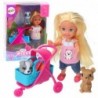 Mini Doll Stroller Carrier Dogs Set Gray Brown