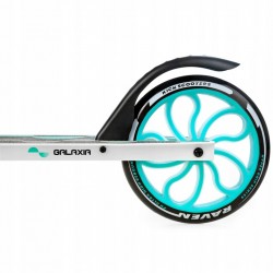 LED Scooter Raven Galaxia White/Mint 200mm with bell, bottle holder