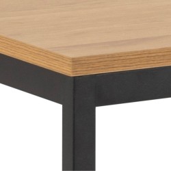 Обеденный стол SEAFORD, 160x80xH74см, столешница  меламин, цвет  матовый дуб, рама  черный металл