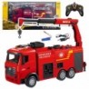 Fire Truck With Crane Remote Control RC Lights Water Huina1:18