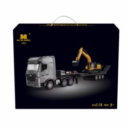 Truck With Trailer Remote Control Excavator RC Lights Sound Huina 1:18