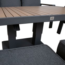 Aiamööblikomplekt PARKER laud, diivan, 2 tugitooli ja 2 tumbat, hall