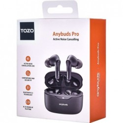 TOZO Anybuds Pro True Wireless Stereo (TWS) In-Ear USB Type-C Bluetooth Headset Black
