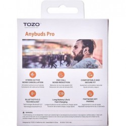 TOZO Anybuds Pro True Wireless Stereo (TWS) In-Ear USB Type-C Bluetooth Headset Black