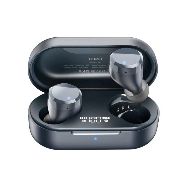 TOZO T12S True Wireless Stereo (TWS) In-Ear USB Type-C Bluetooth Headset Black