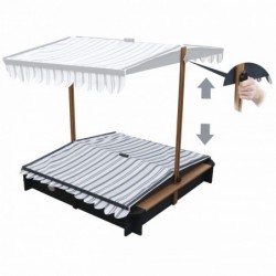 AXI Drewniana Piaskownica z Daszkiem Zamykana z Ławkami