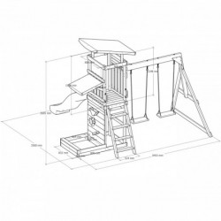 AXI Drewniany Duży Plac Zabaw Huśtawki Zjeżdżalnia Wieża + Piaskownica