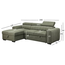 Corner sofa bed ODELIA LC, light green