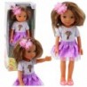 Doll In Purple Dress Long Brown Hair Flower Clip