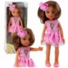 Doll In Pink Dress Long Brown Hair Hairpin Flower