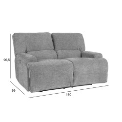 Диван MARCUS 2-местный recliner, 160x99xH96,5см, материал  ткань, цвет  серый