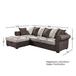 Corner sofa bed LUCREZIA LC brown
