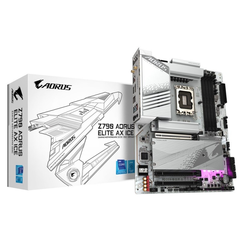 GIGABYTE Z790 AORUS ELITE AX ICE Motherboard - Supports Intel Core 13th CPUs, 16+1+2 Phases Digital VRM, up to 7600MHz