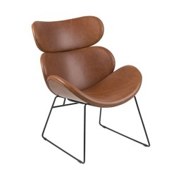 Кресло CAZAR 69x80xH90,5см, сиденье и спинка  кожзаменитель, цвет  бренди, рама  чёрный металл
