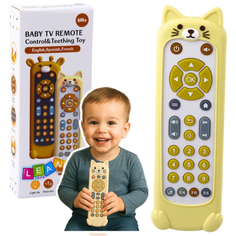 Interactive Remote Control For Toddler Silicone Case Cat Beige