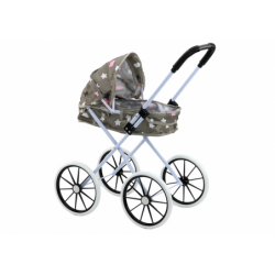 Doll's Pram Big Wheels Foldable Stars Clouds Gray 70cm