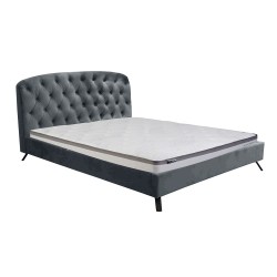 Bed AURORA with mattress HARMONY DUO NEW 160x200cm, grey velvet