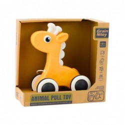 Giraffe Pull String Toy Squeaker Eco Yellow