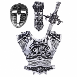 Large Knight Set Mask Armor Sword Protector Silver