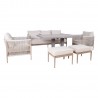 Aiamööblikomplekt MEDINA laud, diivan, 2 tugitooli ja 2 tumbat, beež