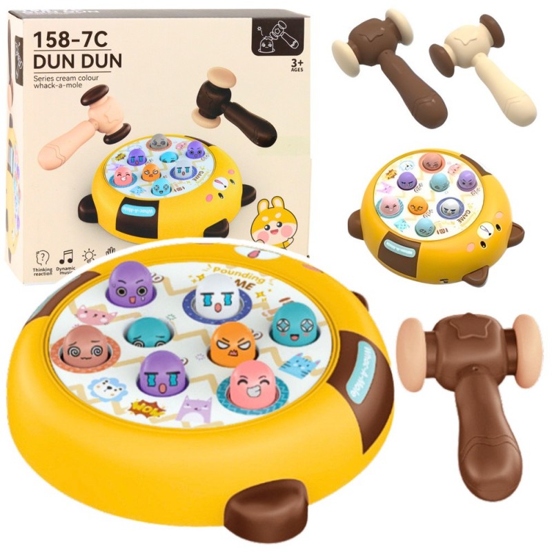Whack-A-Mole Skill Game Two Hammers Kitten Yellow Brown