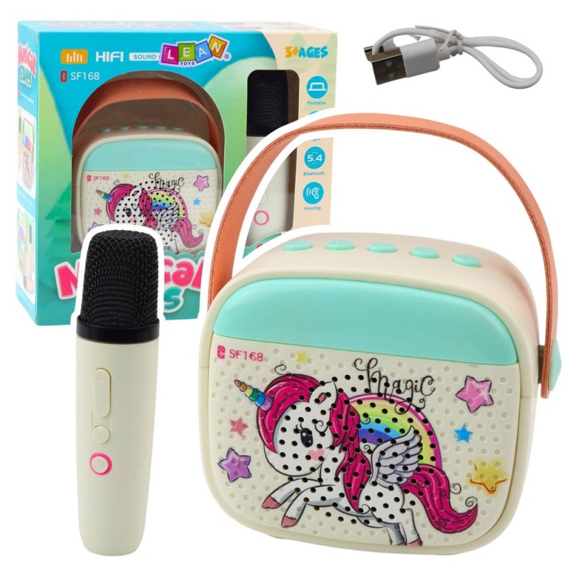 Karaoke Kit For Kids With Unicorn Bluetooth Microphone