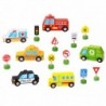 WOOPIE GREEN Zestaw Drewnianych Pojazdów i Znaków Drogowych