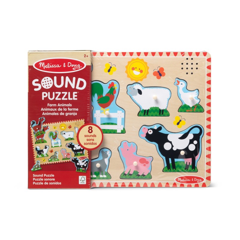 MELISSA & DOUG loomahäältega pusle taluloomad, 8 osa.
