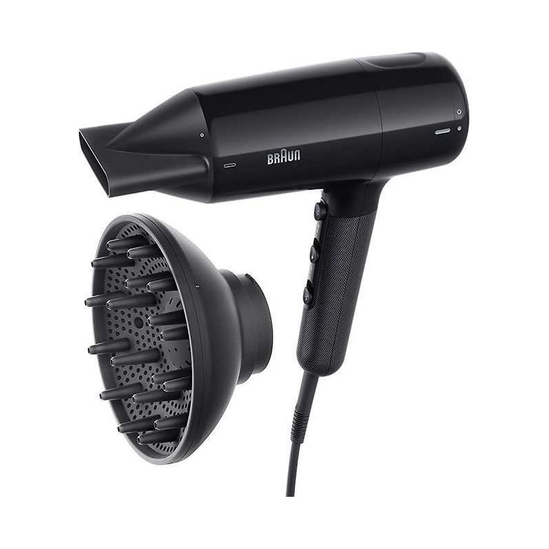 Braun Hair dryer BRHD225E 2200 W Number of temperature settings 3 Ionic function Diffuser nozzle Black