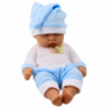 Sleeping Baby Doll in Blue Pajamas Hat with Pompom