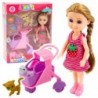Mini Doll With Accessories Kitty Stroller Pink Doll Set