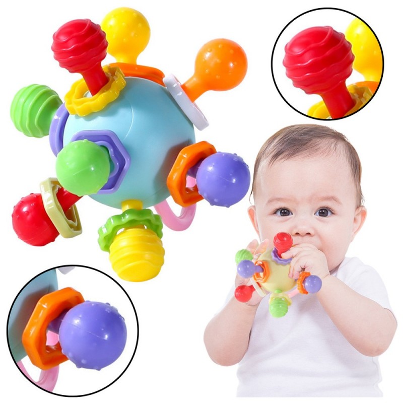 Teether Sensory Toy With Rattle For Babies Colorful