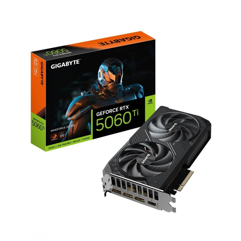 GIGABYTE GeForce RTX 5060 Ti WINDFORCE OC 16G Graphics Card - 16GB GDDR7, 128bit, PCI-E 5.0, 2587MHz Core Clock, 3 x