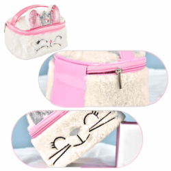 Plush Children's Cosmetic Bag Bunny Glitter White 20cm