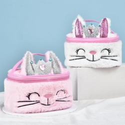 Plush Children's Cosmetic Bag Bunny Glitter Pink 20cm