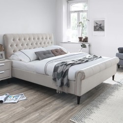 Кровать LUCIA с матрасом HARMONY DUO (86744) 160x200см, обивка из мебельного текстиля, цвет  бежевый