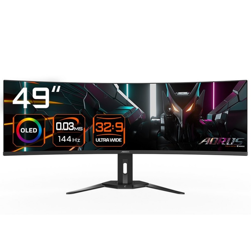 GIGABYTE CO49DQ OLED Curved Gaming Monitor - 5120x1440(DQHD), 1800R, 144Hz, 0.03ms, KVM, FreeSync Premium Pro, HDMI 2.1