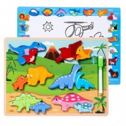 Puzzle Board 2in1 Wooden Educational Marker Dinosaurs 12pcs