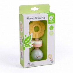 CLASSIC WORLD Drewniana Pastelowa Grzechotka Gryzak 2w1 Kwiatuszek