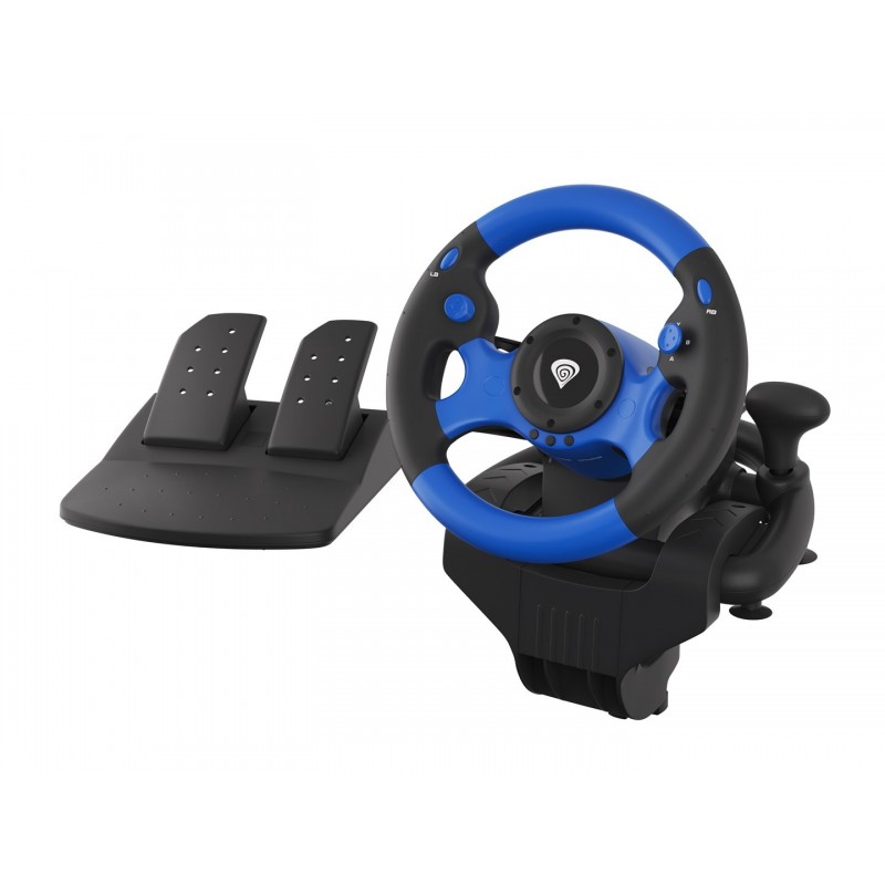 GENESIS SEABORG 350 Black, Blue USB Steering wheel + Pedals Nintendo Switch, PC, PlayStation 4, Playstation 3, Xbox 360,