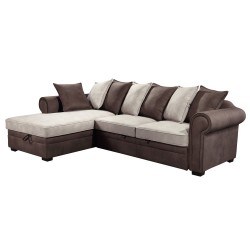 Угловой диван-кровать LUCREZIA 284x90 170xH90cм, ЛУ, с ящиком для белья,материал покрытия  ткань,цвет коричневый бежевый