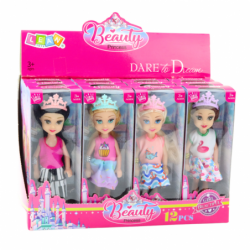 Mini Princess Doll with Crown Colorful Dress 14cm Mix