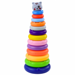 Pyramid Tower Kitten Gray Colorful 13 Wheels 41 x 15.5 x 15.5 cm
