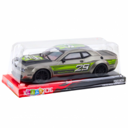 Rear-wheel drive sports racing car silver green
