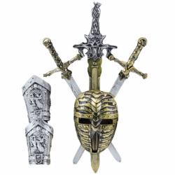 Knight Set 3 Swords Mask Protectors Realistic Decorations