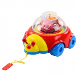 Ladybug Ride-on Pull Toy With Balls And Clock Colorful