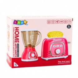 Kitchen Appliances Set Toaster Blender Lights Sounds Pink