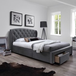 Bed LOUIS 160x200cm, with mattress HARMONY TOP, grey