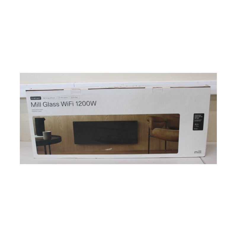 SALE OUT. Mill GL1200WIFI3B WiFi Gen3 Panel Heater, Glass Front, Aluminium, Power 1200 W, Room size 14-18 m2, Black |